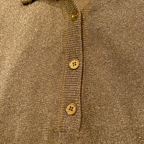 NOT FOR SALE Michael Kors long Sleeve Gold Metallic Henley - Picture 4 of 5